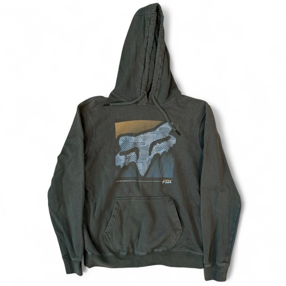 Fox Racing Military Green Pullover Hoodie Men's Size Small Skater Grunge Y2K FOX
